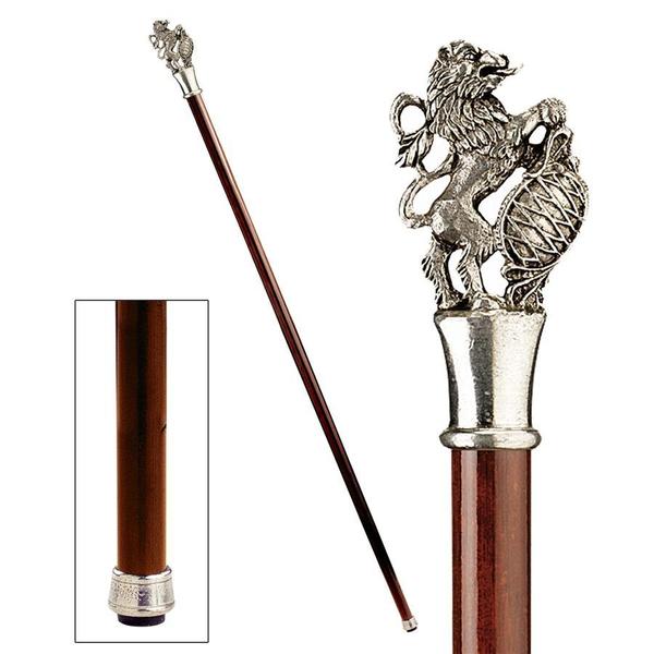 Design Toscano The Padrone Collection: Heraldic Lion Pewter Walking Stick PA90101